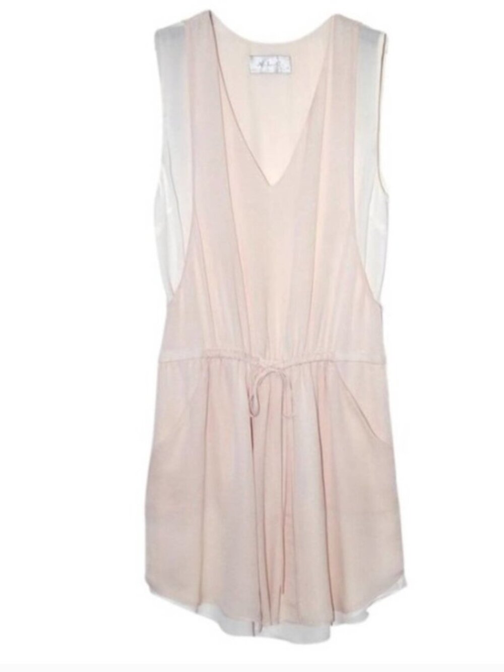 A.L.C. Silk Blouson Mini Dress Ivory Nude Pink